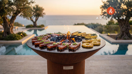 Grilled Pork Belly with Pineapple Glaze (Hawaiian Style) cooking on an Arteflame grill