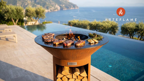 Seared Elk Striploin & Charred Rosemary (Swedish) cooking on an Arteflame grill