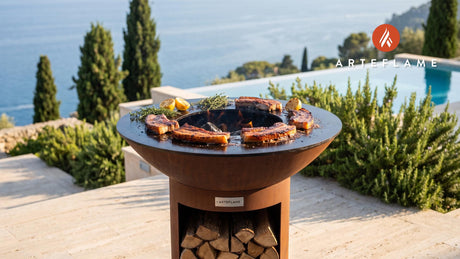 Seared Pork Belly cooking on an Arteflame grill
