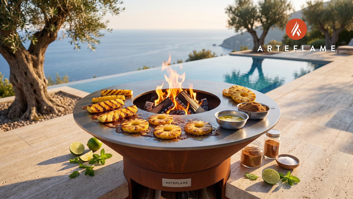 Charred Hawaiian Pineapple cooking on an Arteflame grill