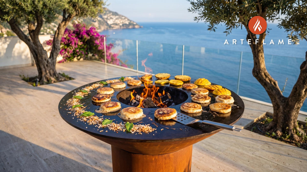 Grilled Haupia Coconut Cakes (Hawaiian Style) cooking on an Arteflame grill