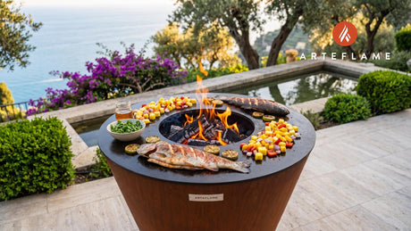 Grilled Rainbow Trout with Tropical Salsa (Hawaiian Style) cooking on an Arteflame grill