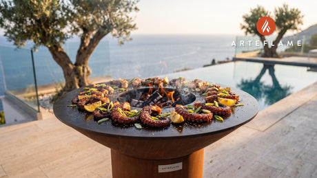 Tender Grilled Tako cooking on an Arteflame grill