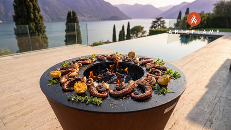 Tender Grilled Octopus cooking on an Arteflame grill