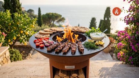 Greek Lamb Souvlaki cooking on an Arteflame grill