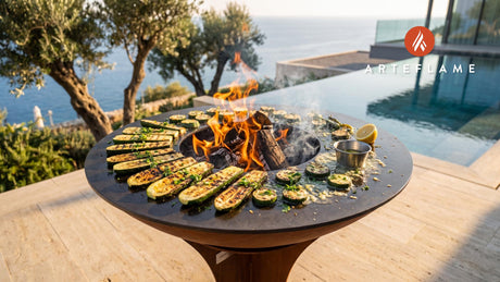 Greek Grilled Zucchini cooking on an Arteflame grill