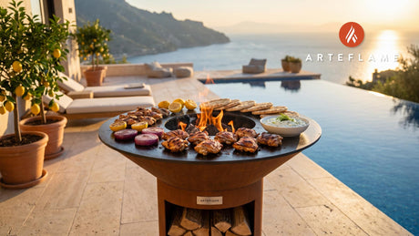 Greek Chicken Gyros cooking on an Arteflame grill
