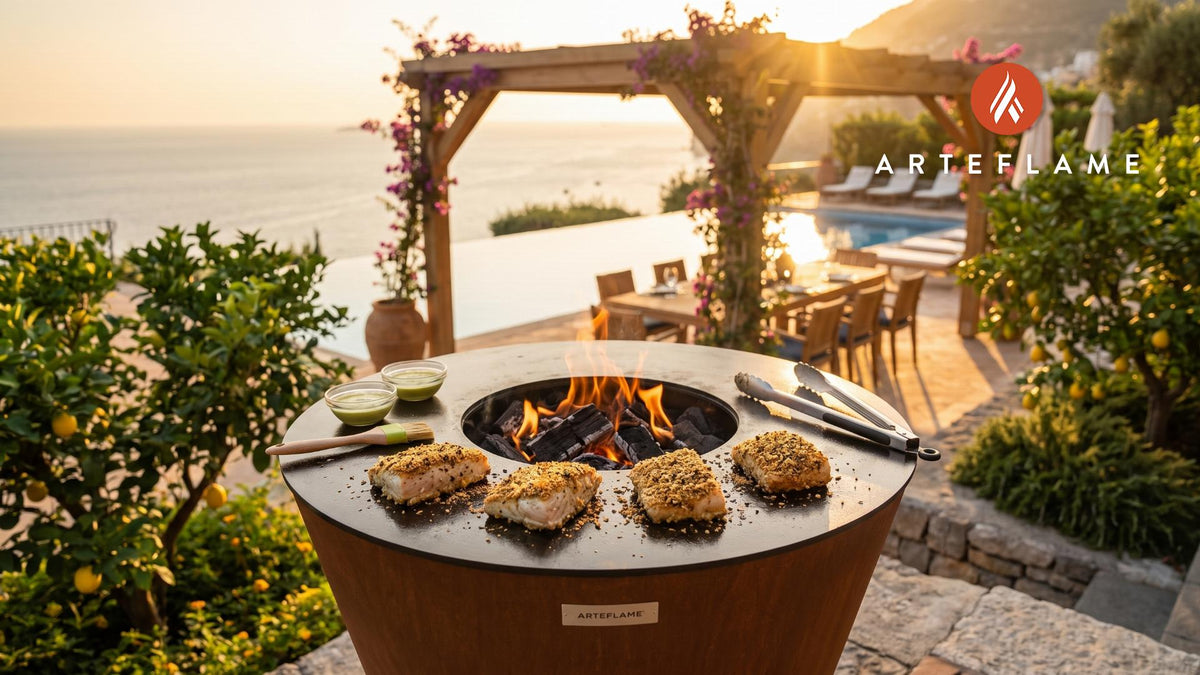 Grilled Furikake Mahi Mahi (Hawaiian Style) cooking on an Arteflame grill