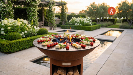 Charred Tomato & Feta Skewers (Greek Style) cooking on an Arteflame grill