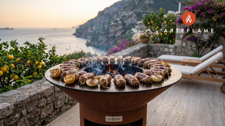 Greek Seftalia cooking on an Arteflame grill