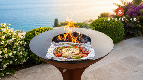 Grilled Feta in Foil (Greek Style) cooking on an Arteflame grill