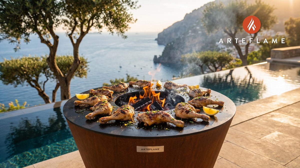 Juicy Grilled Chicken Legs (Greek Oregano Style) cooking on an Arteflame grill