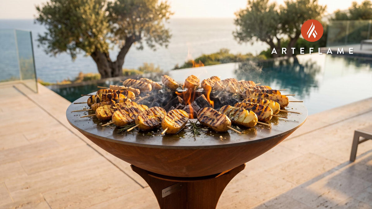 Grilled Idaho Potato Skewers cooking on an Arteflame grill