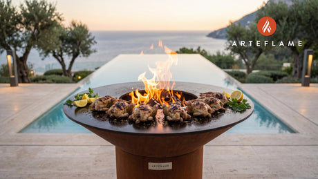 Juicy Grilled Quail with Herbs (Greek Style) cooking on an Arteflame grill
