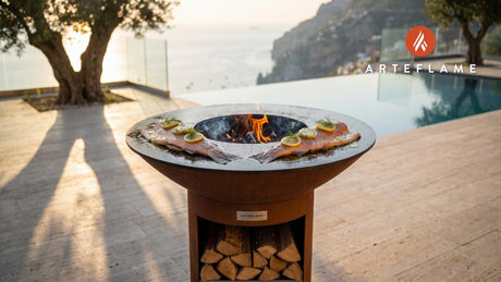 Grilled Steelhead Trout with Lemon Dill (Idaho Style) cooking on an Arteflame grill