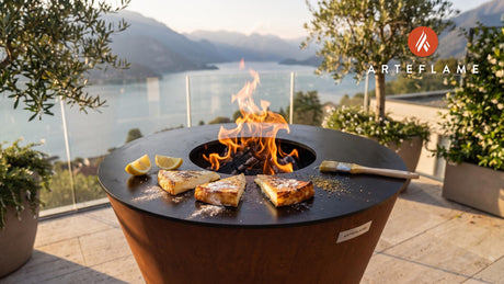 Grilled Graviera Cheese cooking on an Arteflame grill