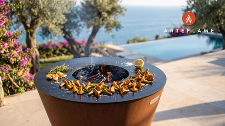 Grilled Chanterelle Mushrooms (Idaho Style) cooking on an Arteflame grill