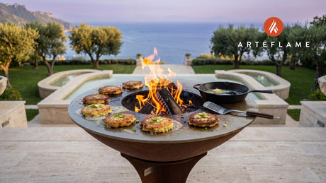 Crispy Boxty Potato Cakes (Irish Style) cooking on an Arteflame grill