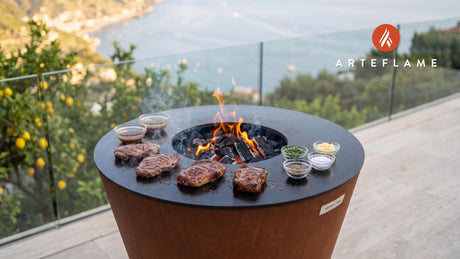 Grilled Elk Medallions with Whiskey Marinade (Idaho Style) cooking on an Arteflame grill