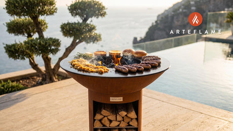 Grilled Pheasant Sausages & Onion Relish (Idaho Style) cooking on an Arteflame grill