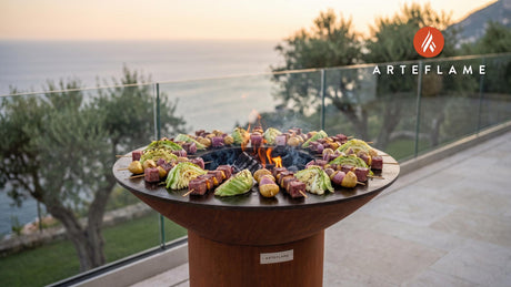 Grilled Corned Beef & Cabbage Skewers (Irish Style) cooking on an Arteflame grill