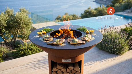 Seared Irish Trout with Herb Butter cooking on an Arteflame grill