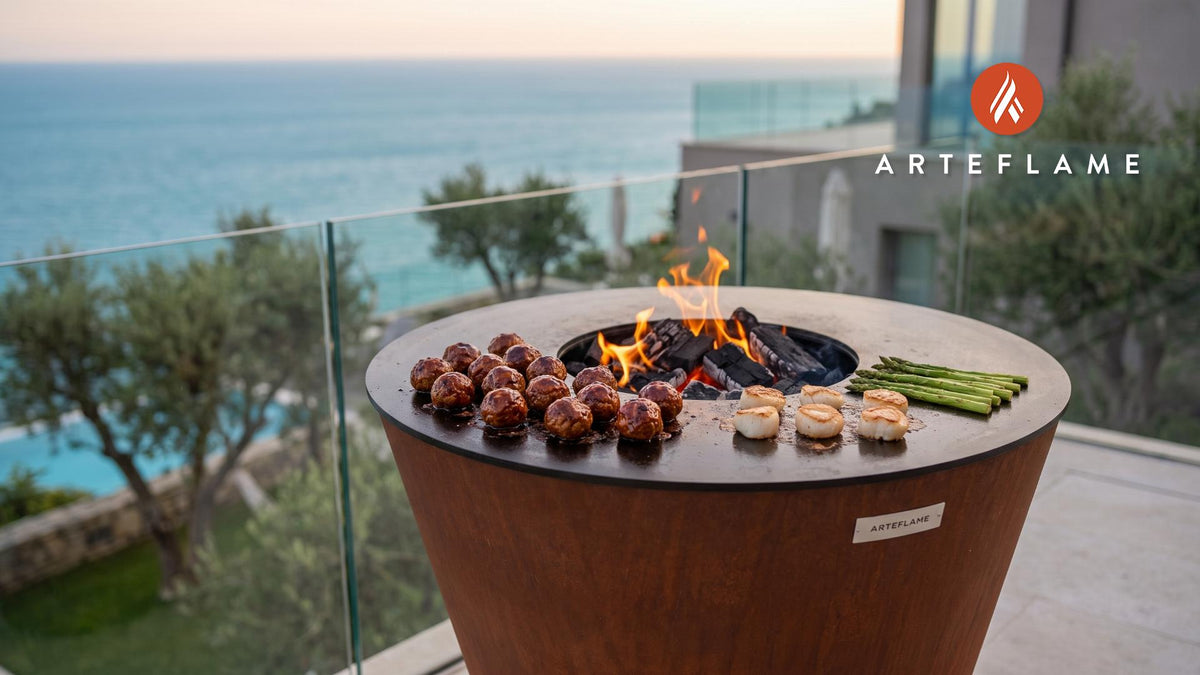 Smoky Chipotle Bison Meatballs (Idaho Style) cooking on an Arteflame grill