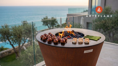 Smoky Chipotle Bison Meatballs (Idaho Style) cooking on an Arteflame grill