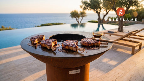 Grilled Pork Chops cooking on an Arteflame grill