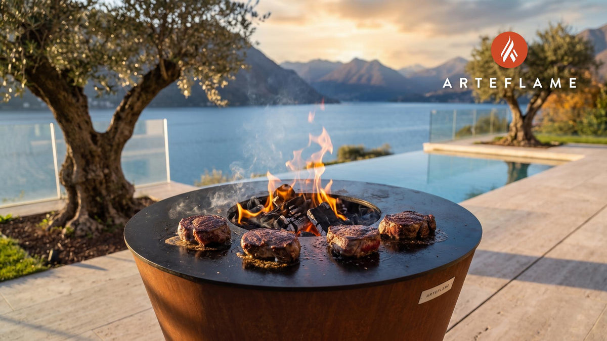 Mesquite Grilled Bison Filet (Idaho Style) cooking on an Arteflame grill