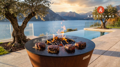 Mesquite Grilled Bison Filet (Idaho Style) cooking on an Arteflame grill