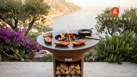 Grilled Sweet Potatoes with Maple Butter (Idaho) cooking on an Arteflame grill