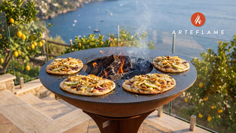 Roasted Parsnip & Apple Flatbread (Irish Style) cooking on an Arteflame grill