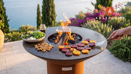 Grilled Beet & Goat Cheese Salad (Irish Style) cooking on an Arteflame grill