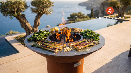 Charred Leeks & Kale (Irish Style) cooking on an Arteflame grill