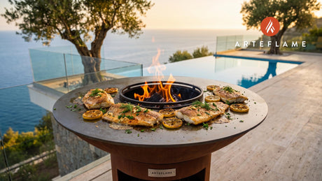 Grilled Lake Michigan Whitefish (Illinois Style) cooking on an Arteflame grill