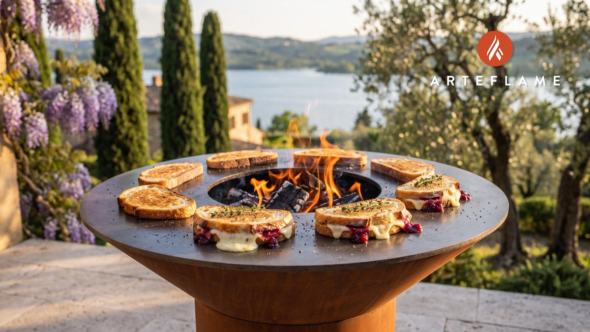 Grilled Brie & Cranberry Toastie (Scottish Style) cooking on an Arteflame grill
