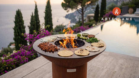 Grilled Chorizo Tacos (Illinois Style) cooking on an Arteflame grill