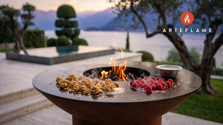 Warm Grilled Oat Cranachan (Scottish Style) cooking on an Arteflame grill