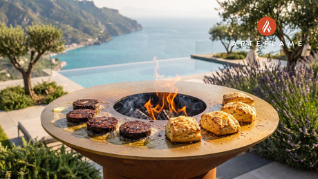 Grilled Black Pudding & Cheese Scones (Scottish) cooking on an Arteflame grill