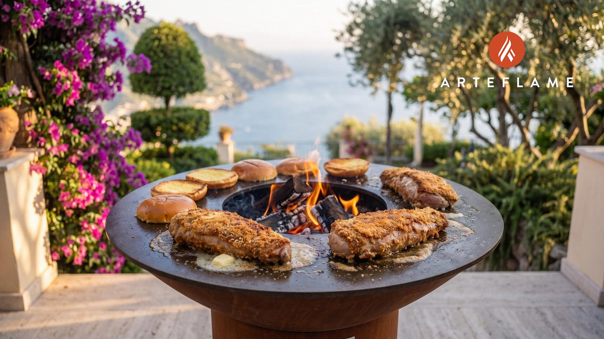Grilled Breaded Pork Tenderloin (Indiana Style) cooking on an Arteflame grill