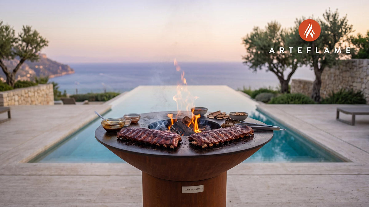 Smoked BBQ Ribs (Scottish Highlander Style) cooking on an Arteflame grill