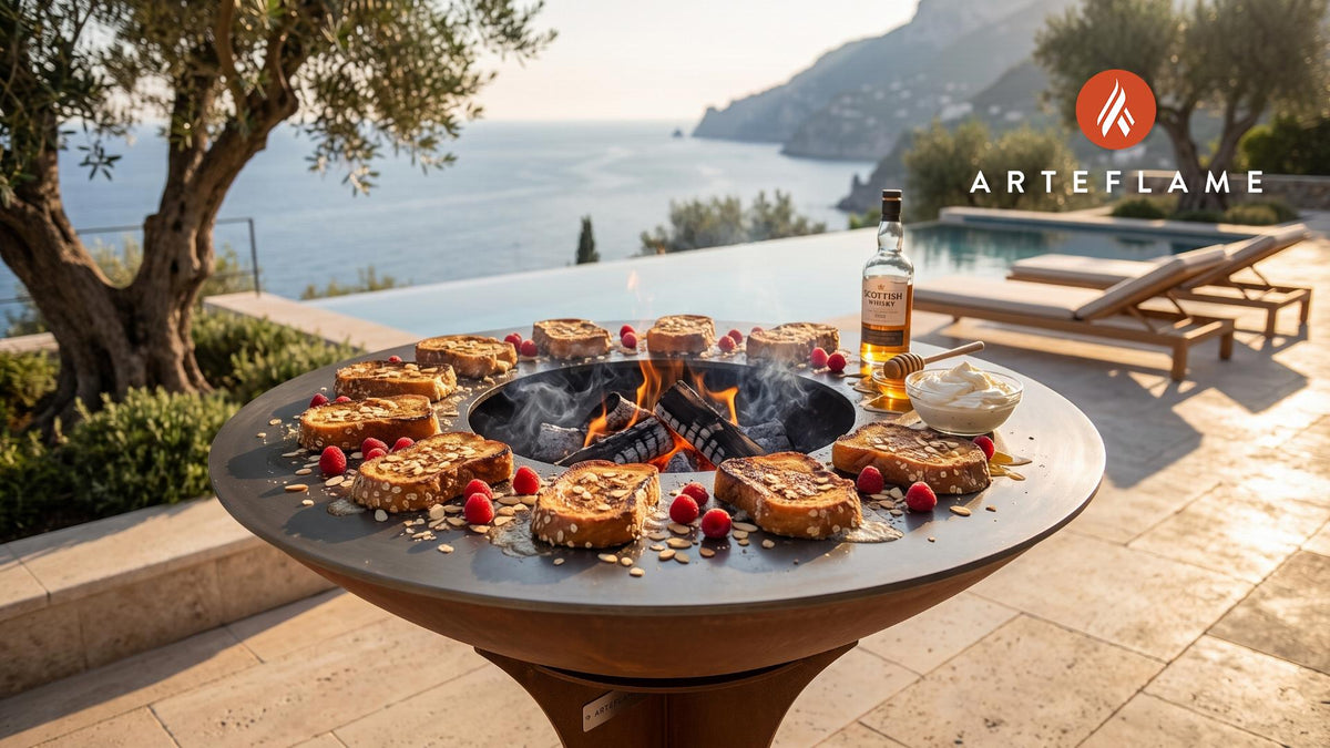Grilled French Toast (Scottish Cranachan Style) cooking on an Arteflame grill