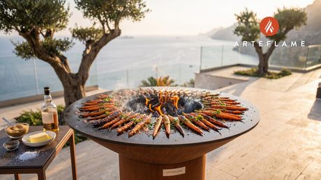 Grilled Carrots with Whisky Glaze (Scottish Style) cooking on an Arteflame grill