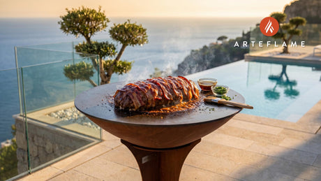Grilled Bacon Wrapped Meatloaf (Indiana Style) cooking on an Arteflame grill