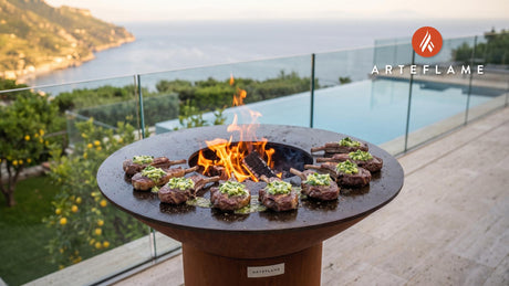 Seared Lamb Chops with Leek Butter (Welsh Style) cooking on an Arteflame grill