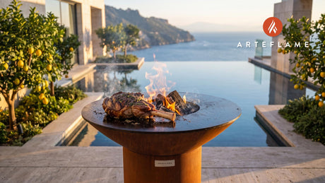 Slow Grilled Welsh Lamb Shoulder cooking on an Arteflame grill