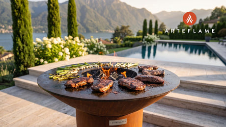 Bourbon Marinated Skirt Steak (Indiana Style) cooking on an Arteflame grill