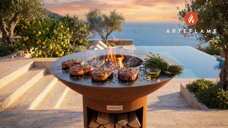 Seared Lamb Steaks with Thyme (Welsh Salt Marsh) cooking on an Arteflame grill