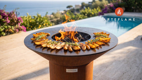 Crispy Grilled Potato Wedges (Indiana Style) cooking on an Arteflame grill